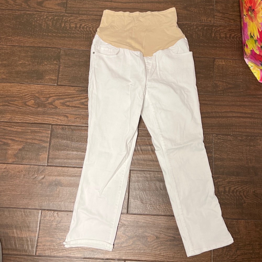 White skinny maternity jeans, size 8 long